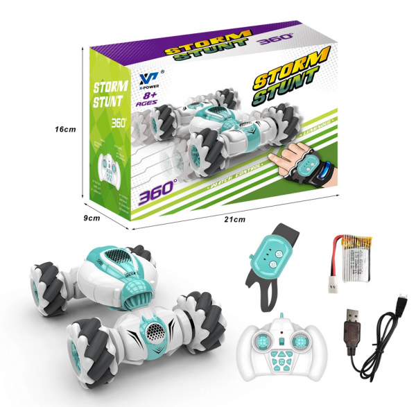 Radio-controlled car with gesture sensor and remote control